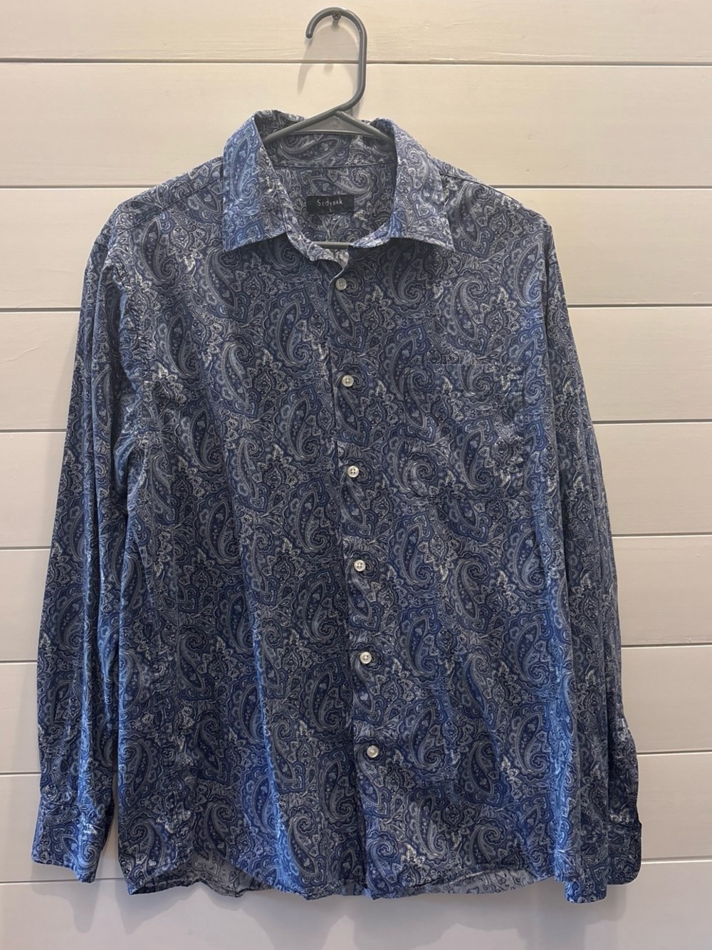 Blue Paisley Long-Sleeve Button-Down Shirt